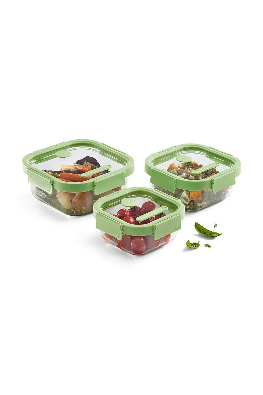 Набір контейнерів для зберігання з кришками Lekue 1100 / 800 / 520 ml 3-pack колір зелений