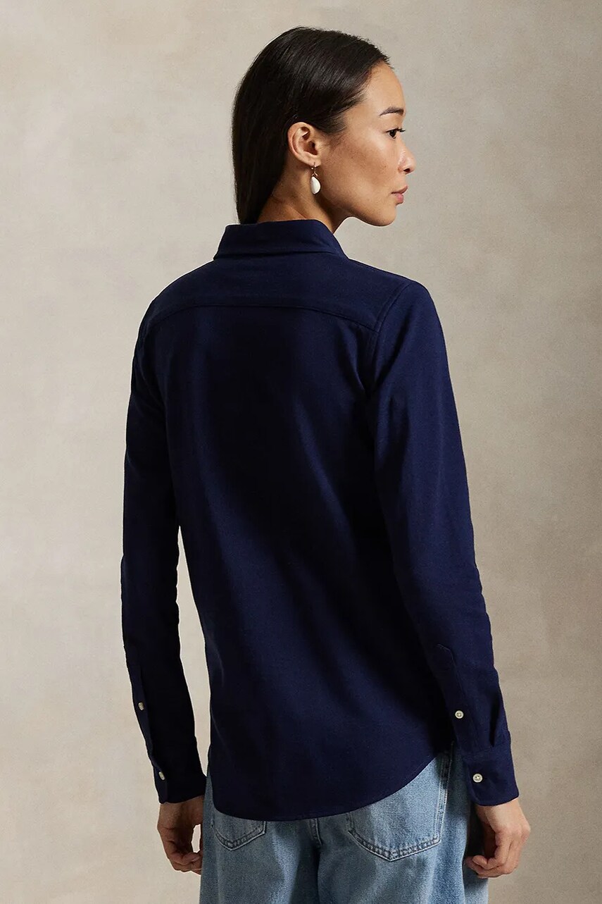 Бавовняна сорочка Polo Ralph Lauren жіноча колір чорний regular класичний комір 211924258