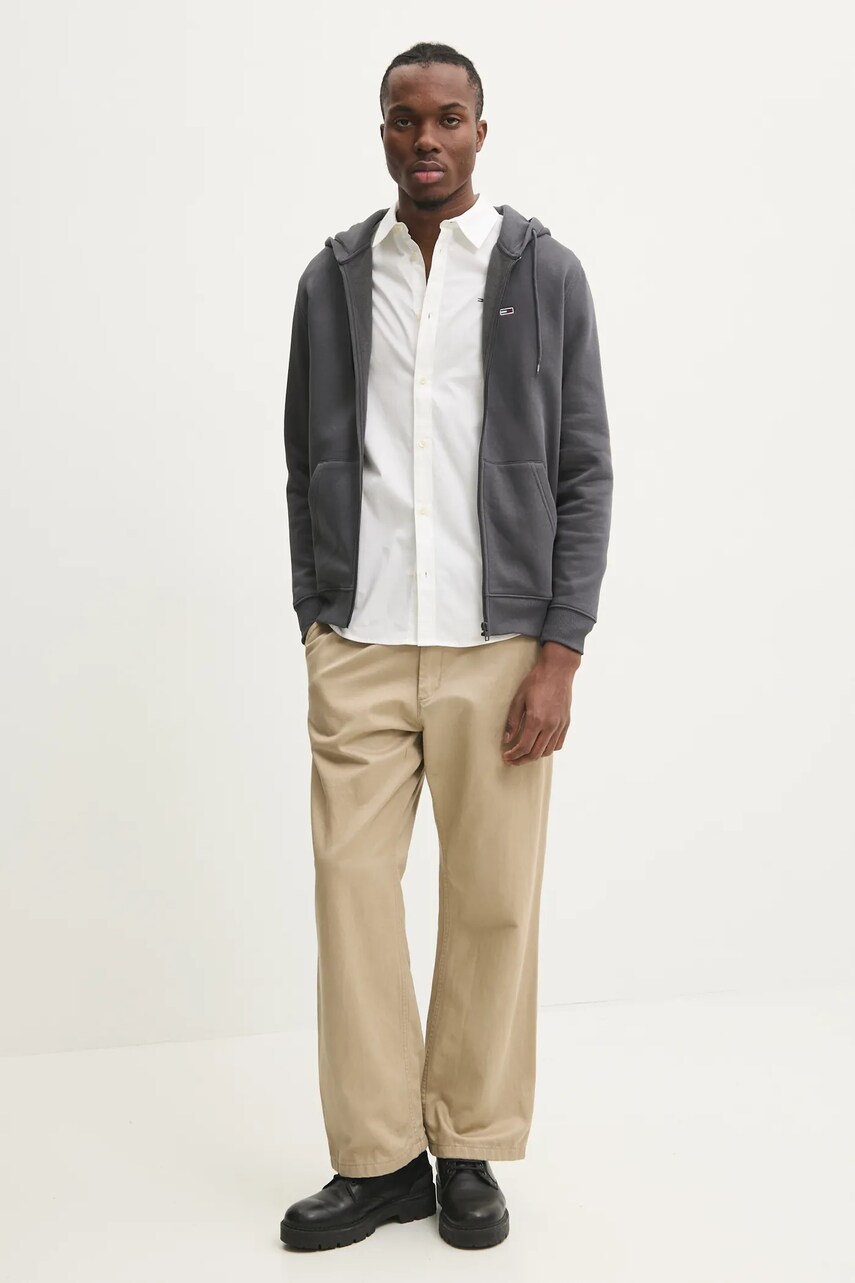 Сорочка Tommy Jeans чоловіча колір білий slim класичний комір DM0DM04405