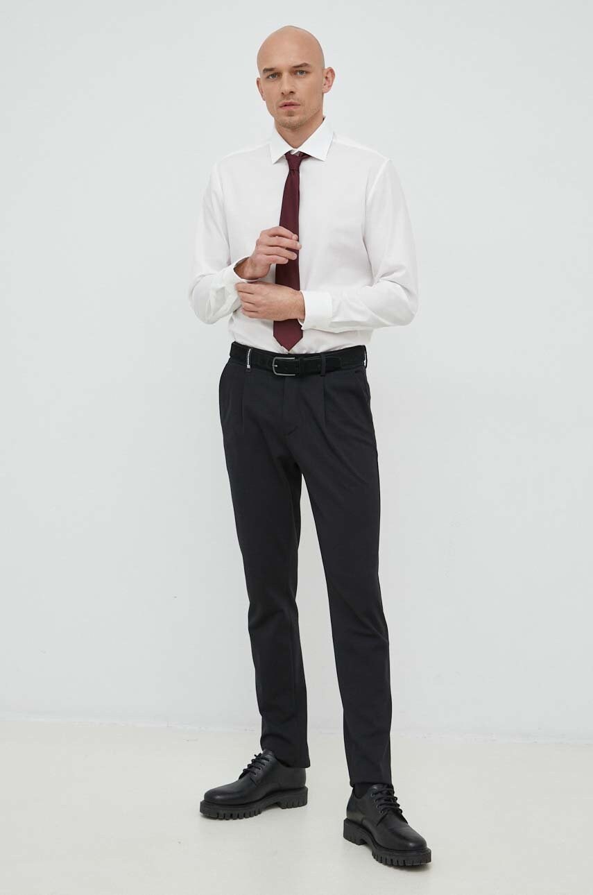 Бавовняна сорочка Seidensticker чоловіча колір бежевий slim класичний комір