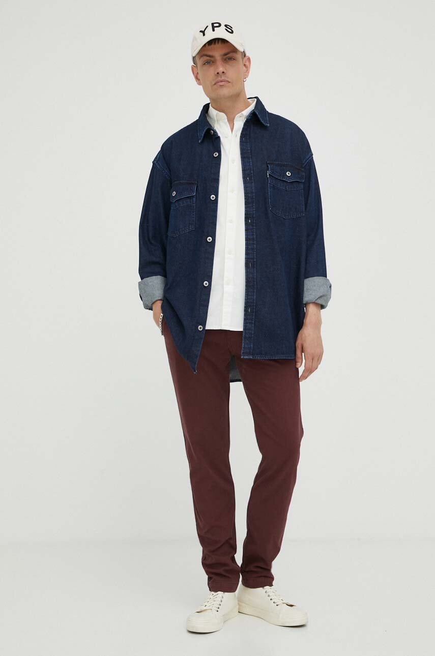 Сорочка Marc O'Polo чоловіча колір бежевий relaxed комір button-down