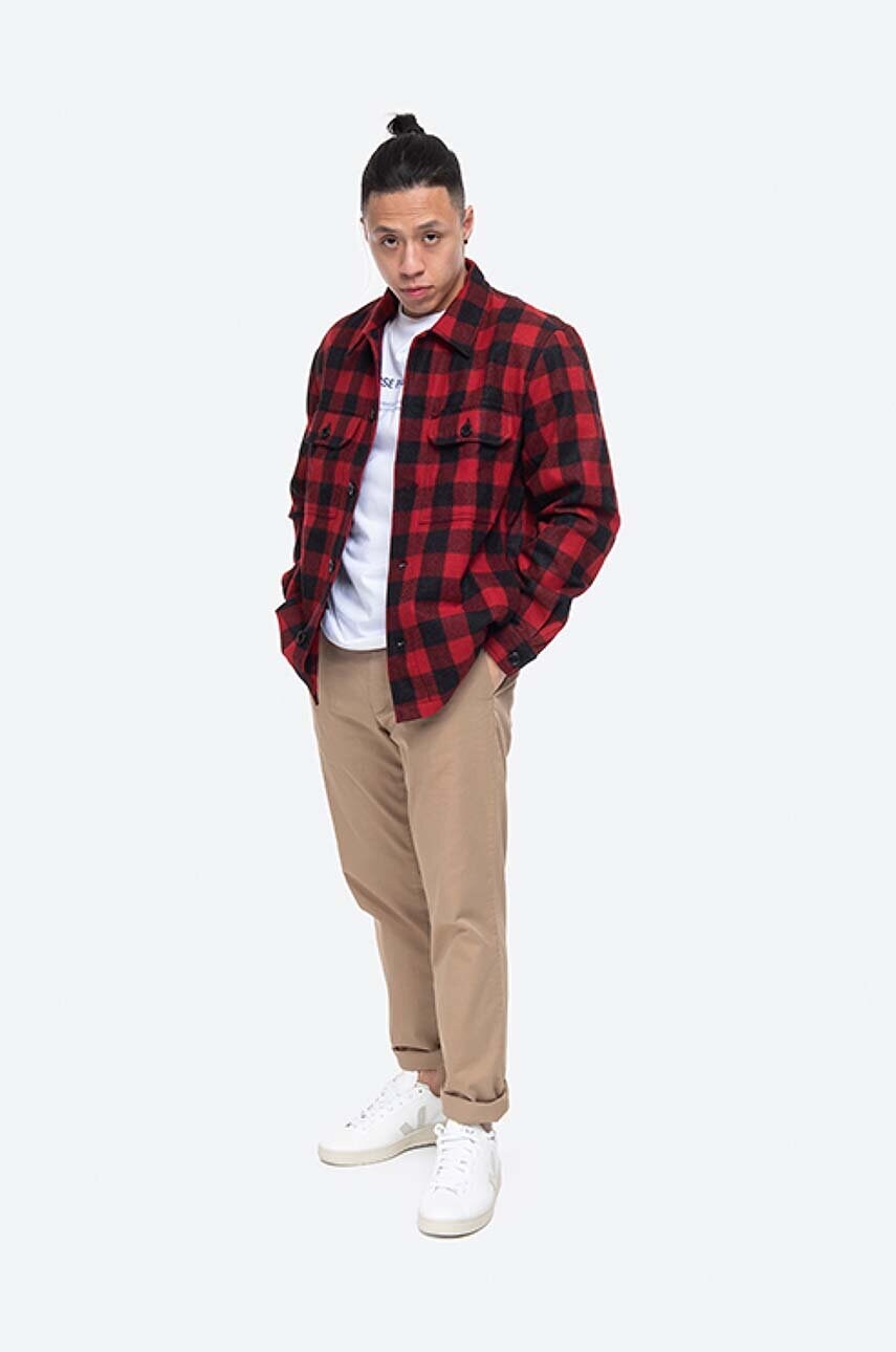 Вовняна сорочка Norse Projects Kyle колір чорний regular класичний комір N40.0530.5040-5040
