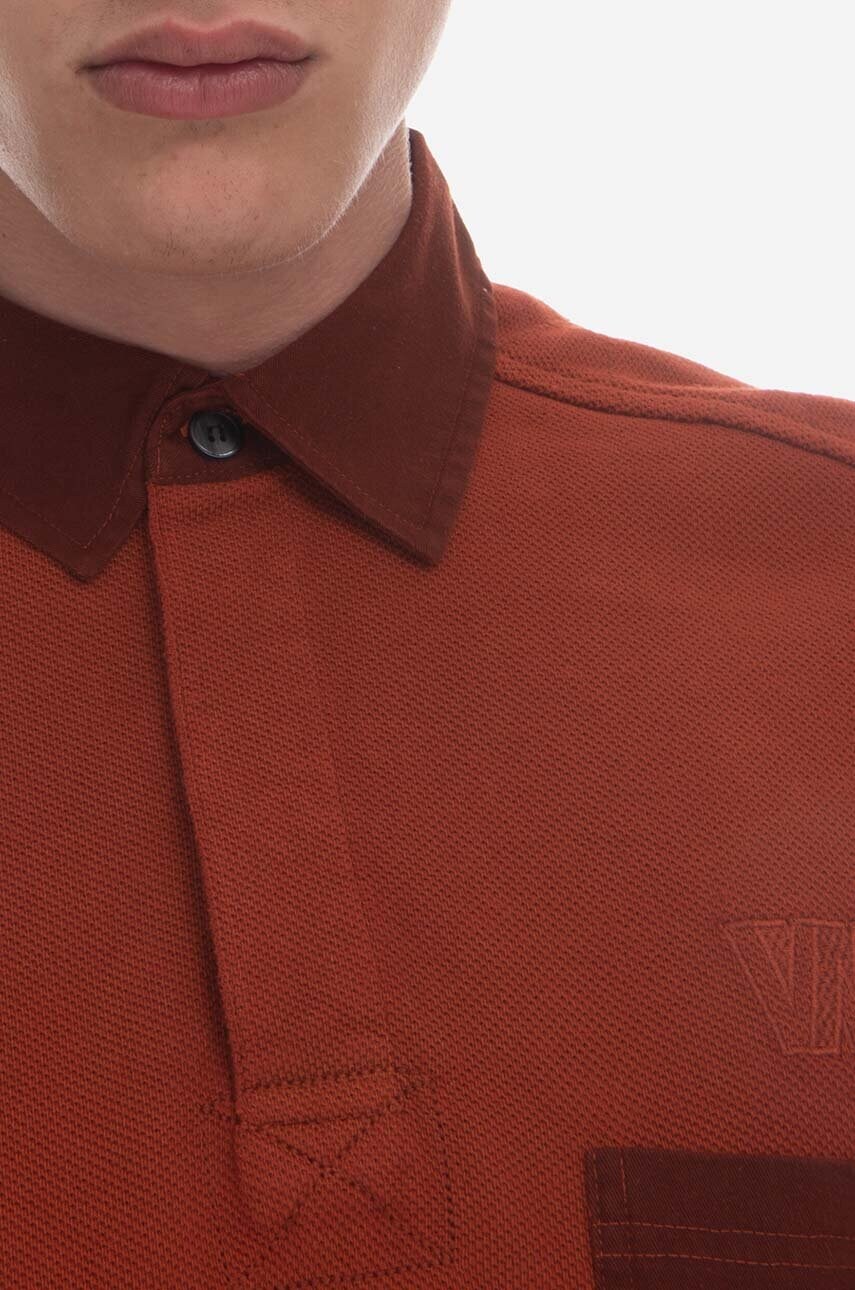 Бавовняний лонгслів Wood Wood Brodie Rugby колір коричневий 12245403.2428-RUST