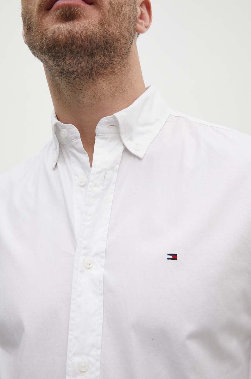 Бавовняна сорочка Tommy Hilfiger чоловіча колір білий regular комір button-down MW0MW25035
