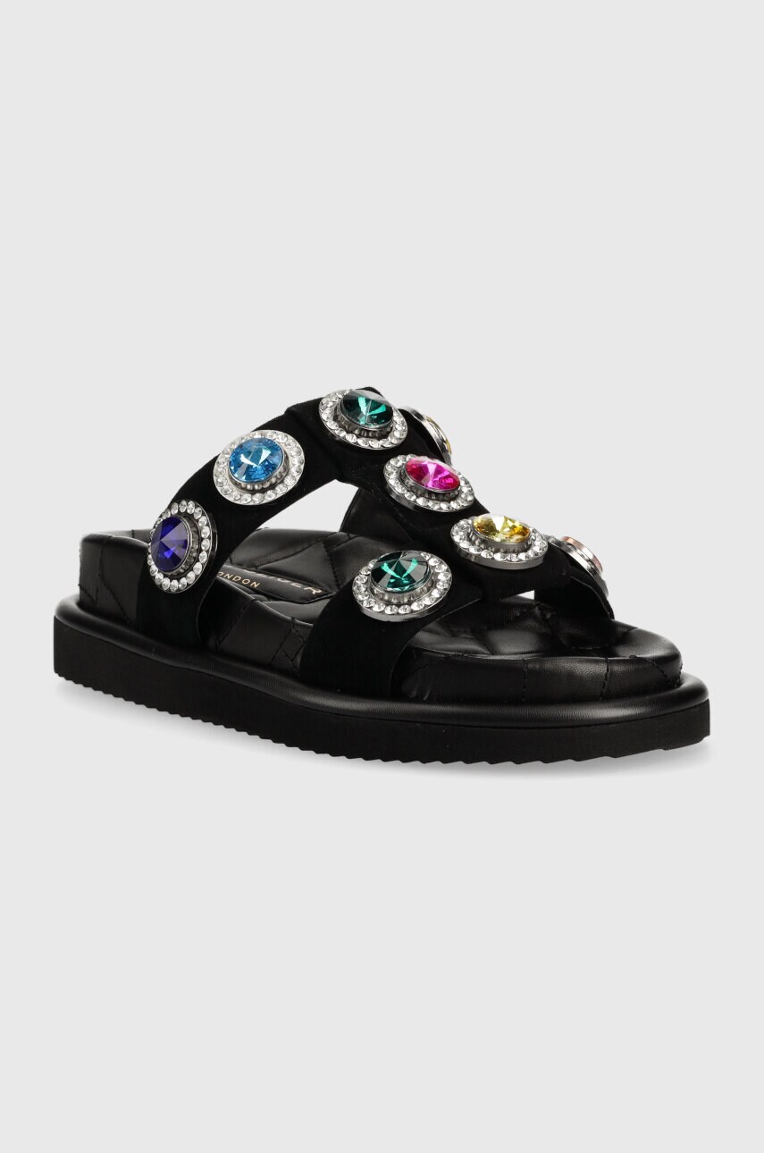 Шкіряні шльопанці Kurt Geiger London Orson жіночі колір чорний на платформі 9107100209