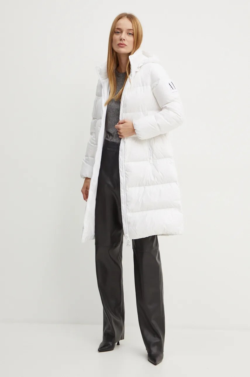 Пухова куртка Armani Exchange жіноча колір білий зимова XW000251 AF10860