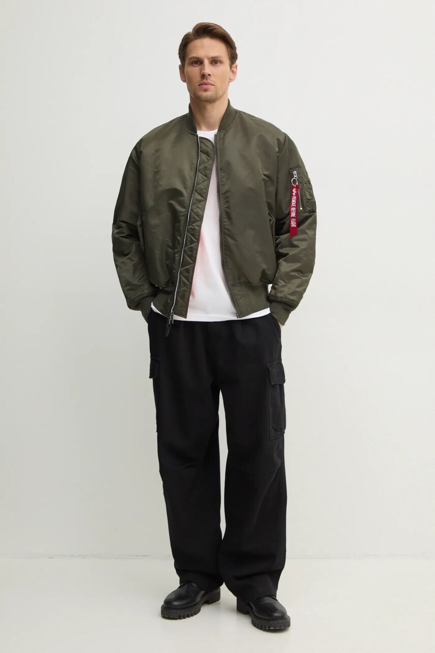 Двостороння куртка-бомбер Alpha Industries Ma-1 Reversible чоловіча колір зелений перехідна 100101.04-green