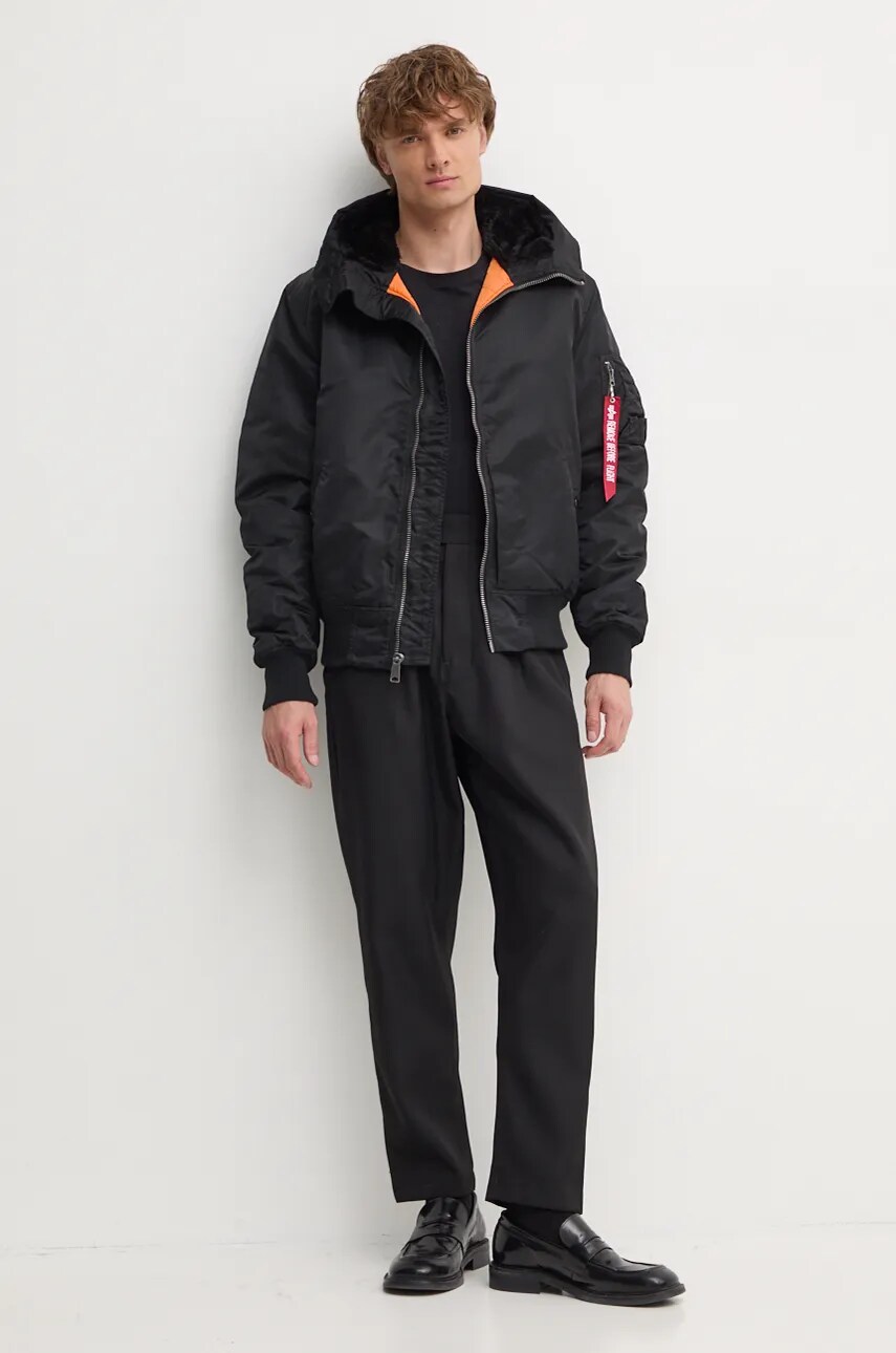 Куртка Alpha Industries MA-1 Hooded чоловіча колір чорний перехідна 158104.03-black