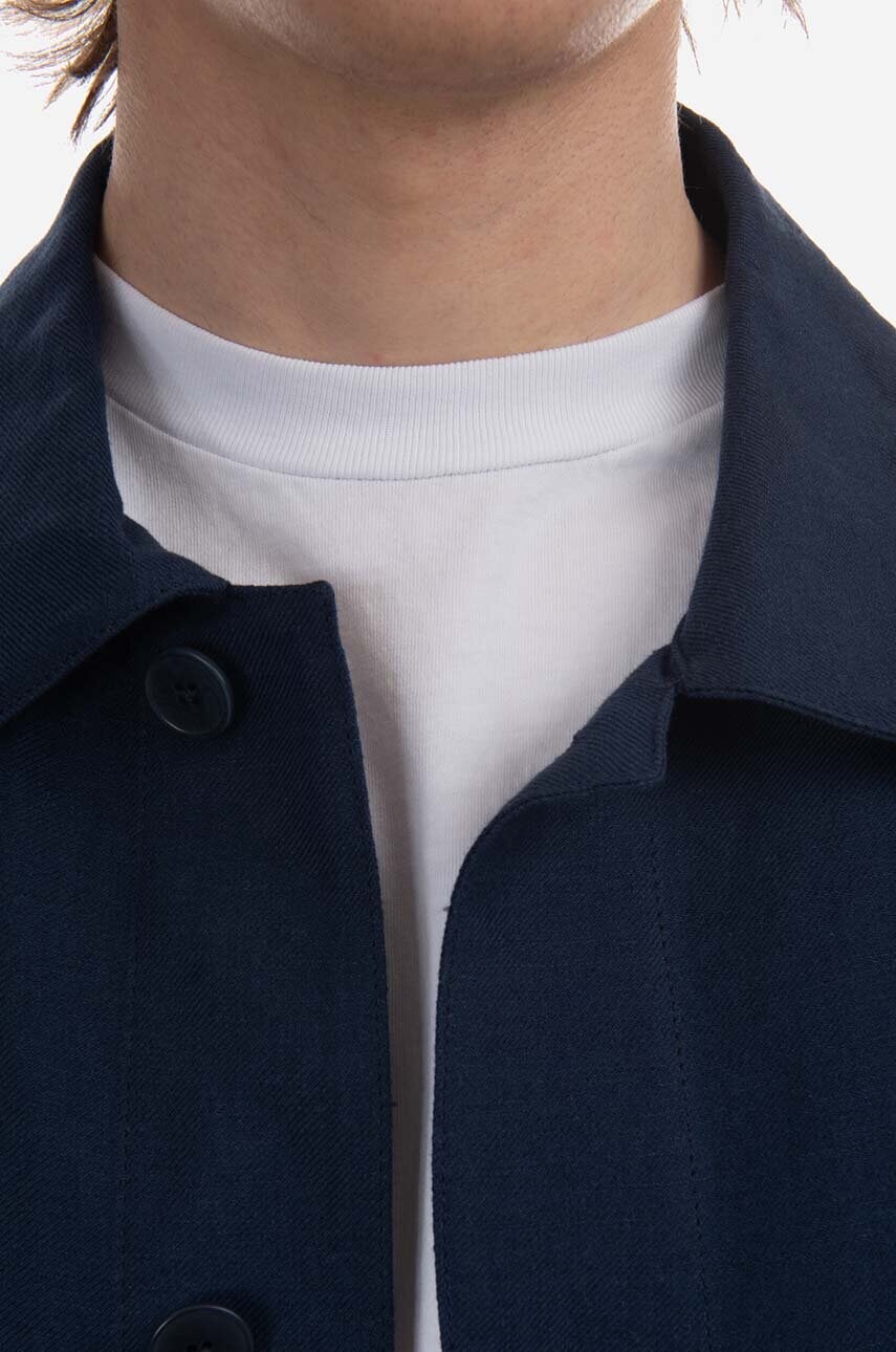 Льняна куртка A.P.C. колір синій перехідна LIAEO.H03053-MARINE
