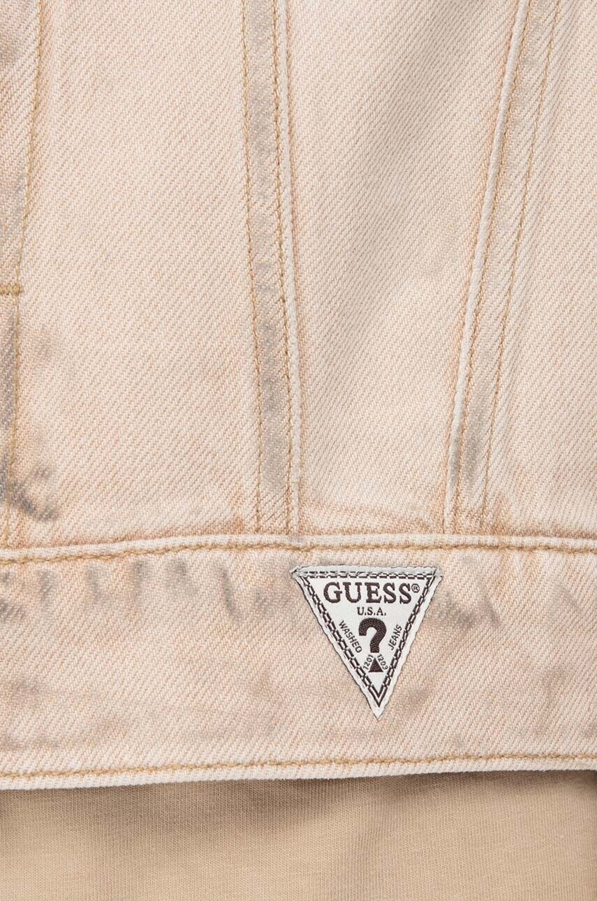 Джинсова куртка Guess чоловіча колір бежевий перехідна oversize M3GU97.D4RU0-TNMT