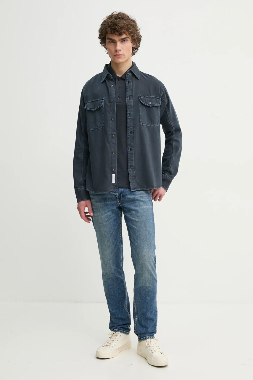 Сорочка Rag & Bone чоловіча колір синій regular класичний комір MED24S0004ZDMI