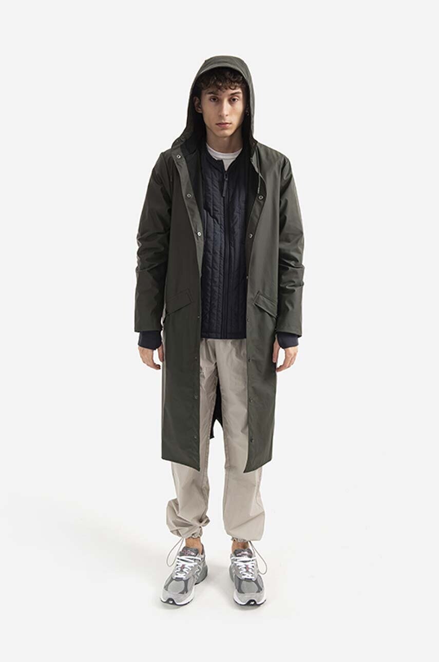 Дощовик Rains Longer Jacket колір зелений перехідна 18360.GREEN-GREEN