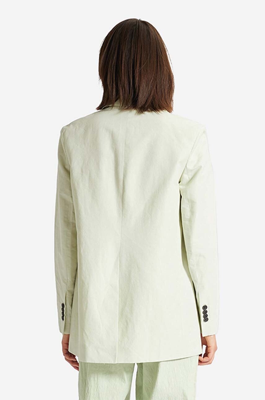 Піджак з домішкою льону Wood Wood Madeleine Mini Stripe Blazer колір зелений oversize однотонний 12211201.5291-PASTELG
