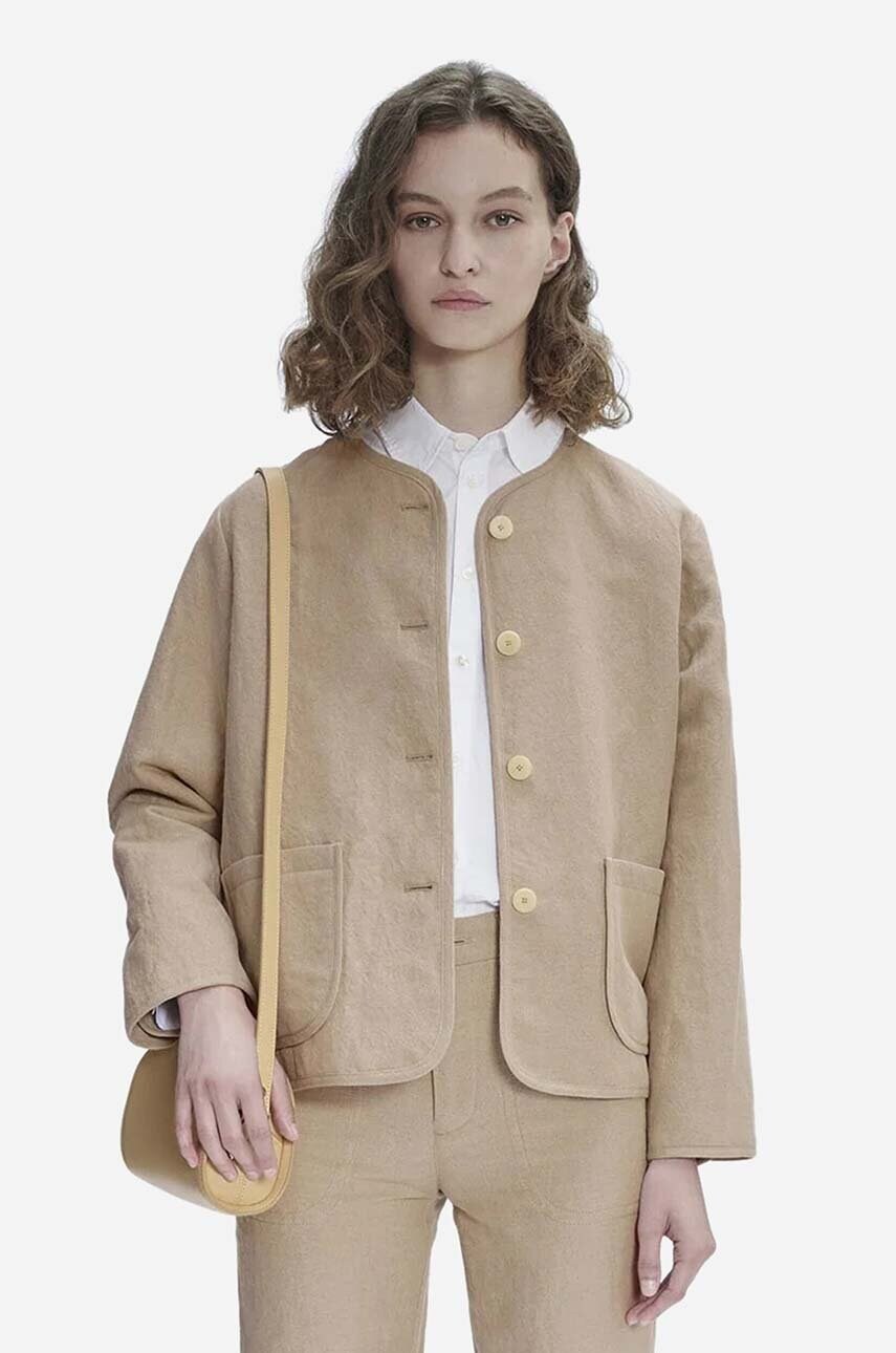 Льняний жакет A.P.C. колір бежевий oversize однотонна LIAEO.F02803-BEIGE