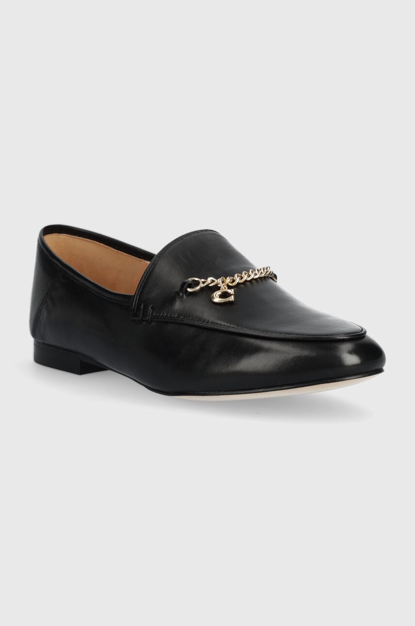 Шкіряні мокасини Coach Cb989 Hanna Loafer Hanna жіночі колір чорний на плоскому ходу CB989