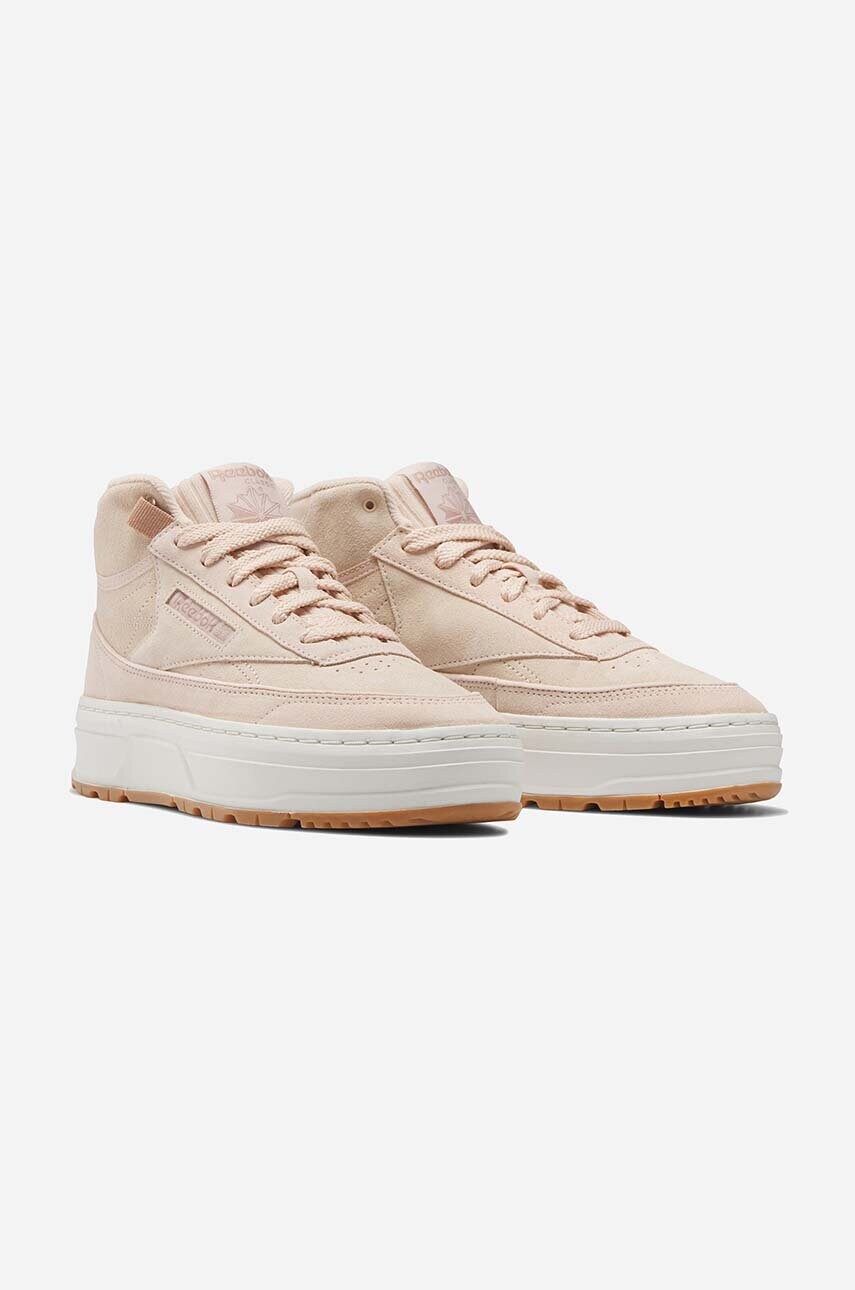 Замшеві кросівки Reebok Club C Geo Mid колір бежевий GV7037-cream