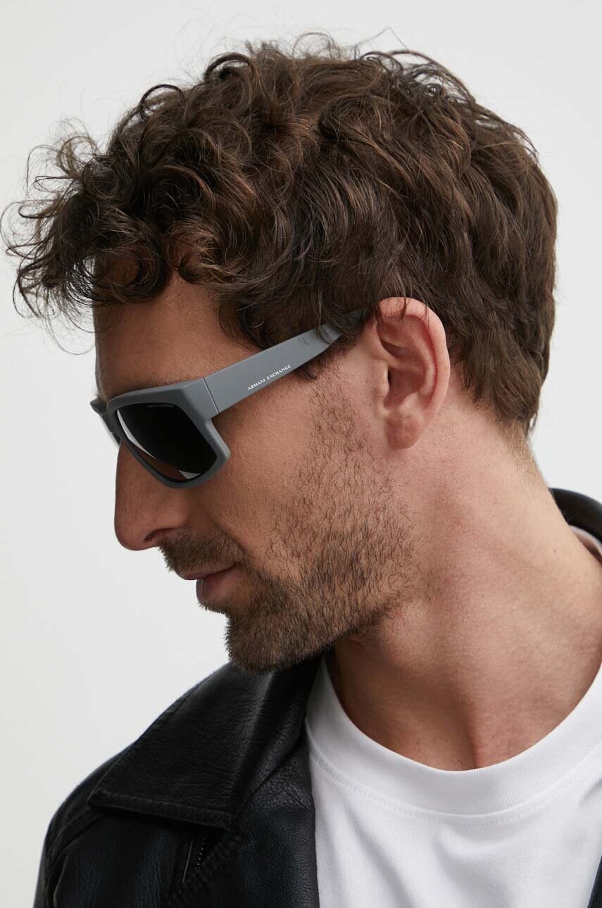 Сонцезахисні окуляри Armani Exchange чоловічі колір сірий