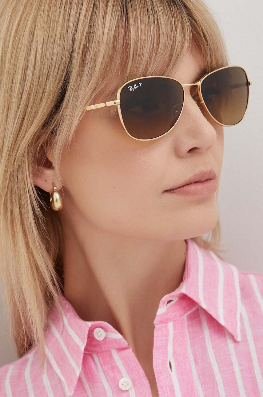 Сонцезахисні окуляри Ray-Ban колір золотий 0RB3733
