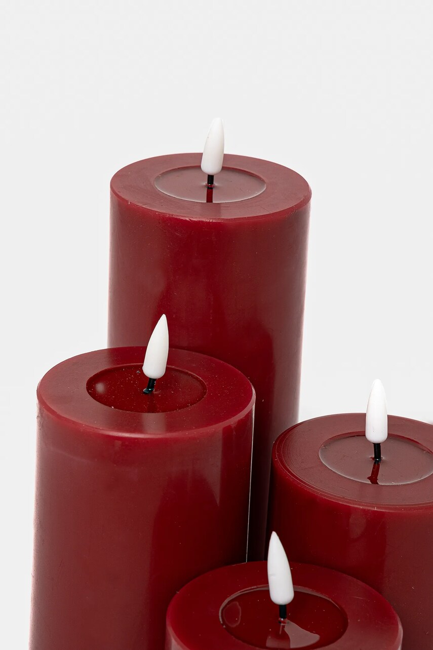Набір свічок led Deluxe Homeart Giftbox LED Candle 4-pack колір бордовий