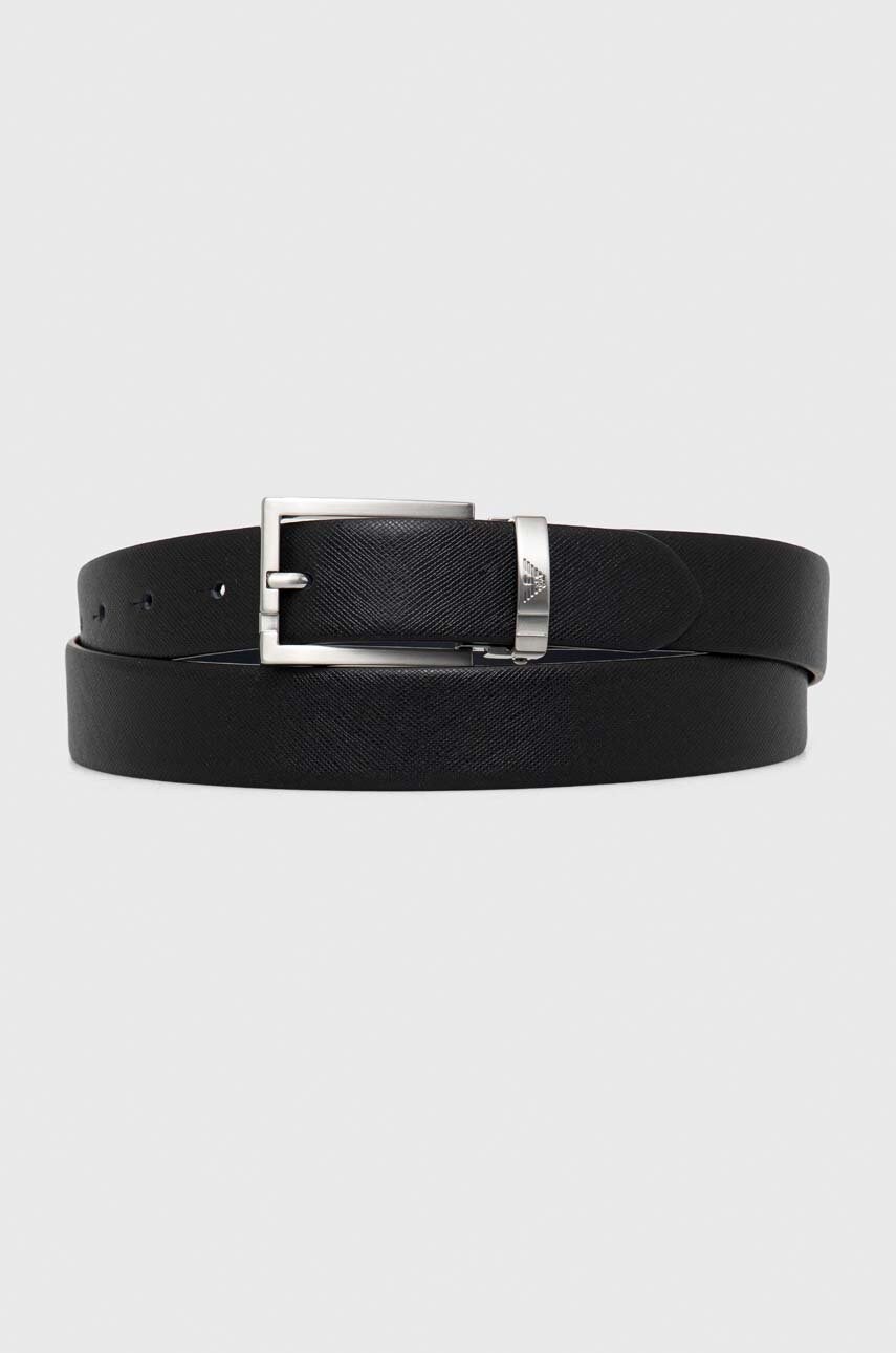 Шкіряний ремінь Emporio Armani чоловічий колір чорний
