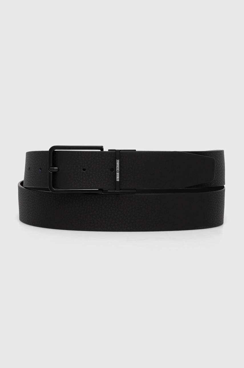 Двосторонній шкіряний ремінь Armani Exchange чоловічий колір чорний 951394 4R850