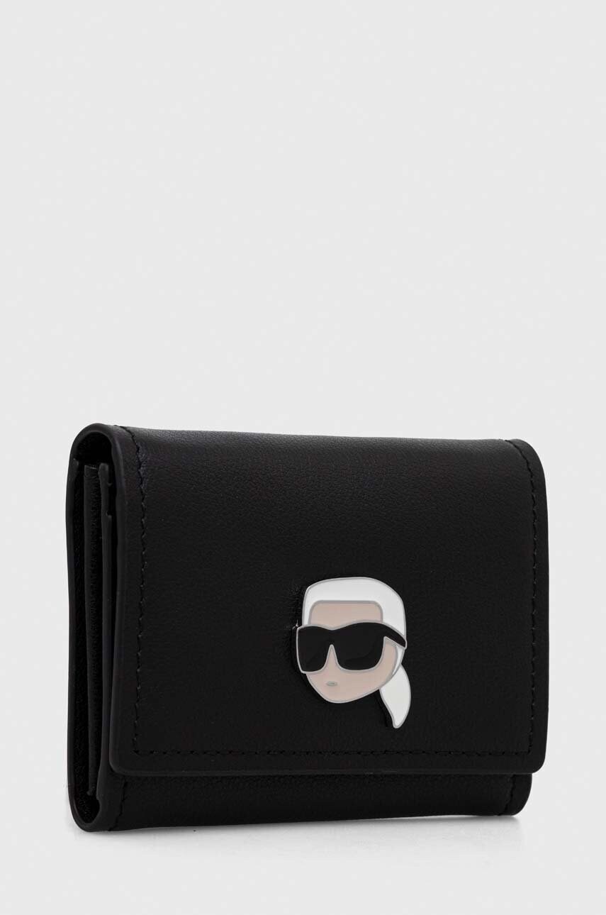 Шкіряний гаманець Karl Lagerfeld жіночий колір чорний