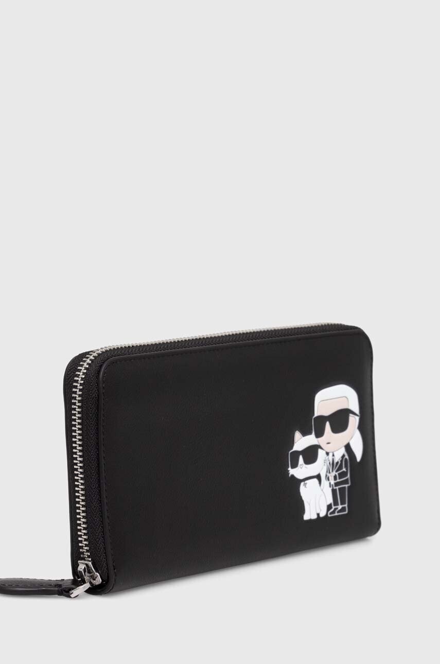 Шкіряний гаманець Karl Lagerfeld жіночий колір чорний