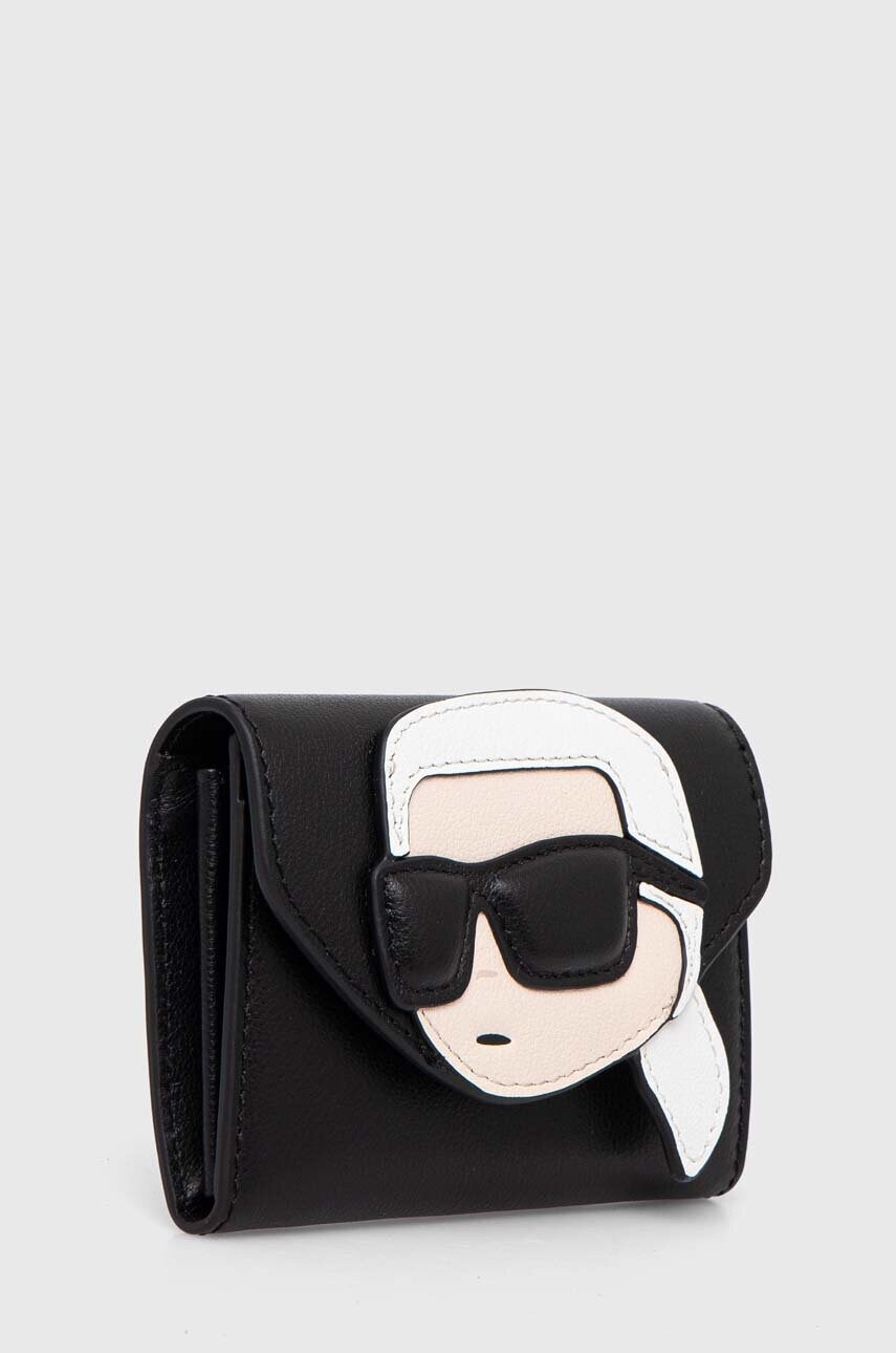 Шкіряний гаманець Karl Lagerfeld жіночий колір чорний 245W3214