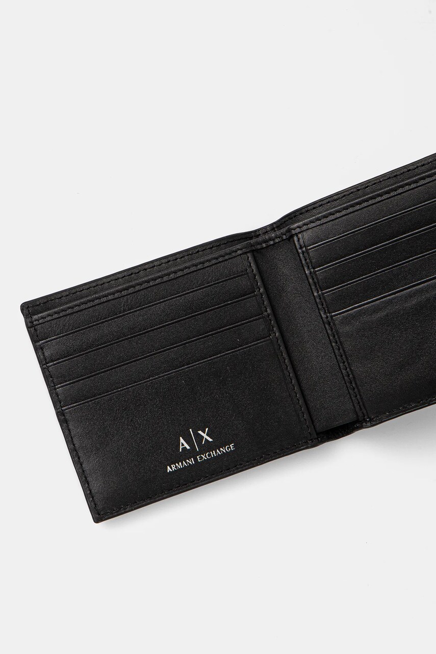 Шкіряний гаманець Armani Exchange чоловічий колір чорний 958097 4R847