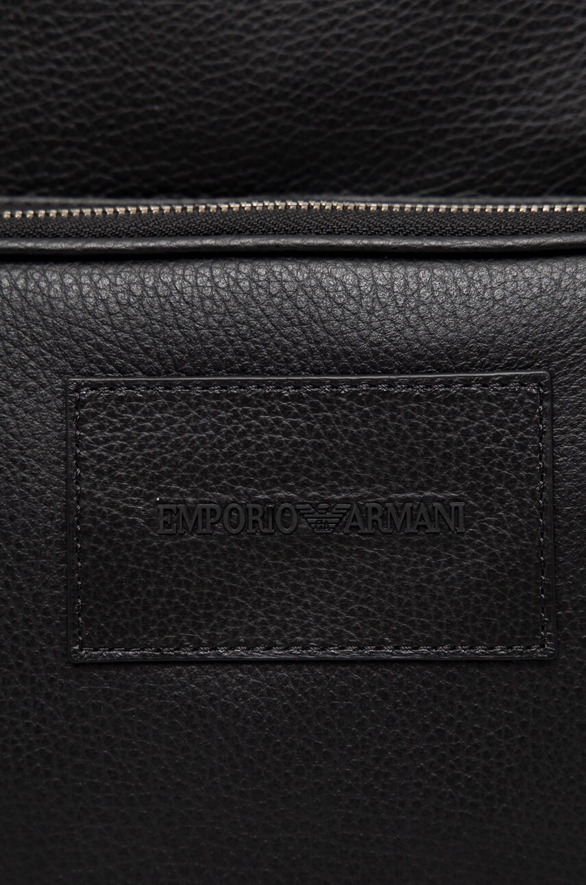 Шкіряний рюкзак Emporio Armani чоловічий колір чорний великий гладкий