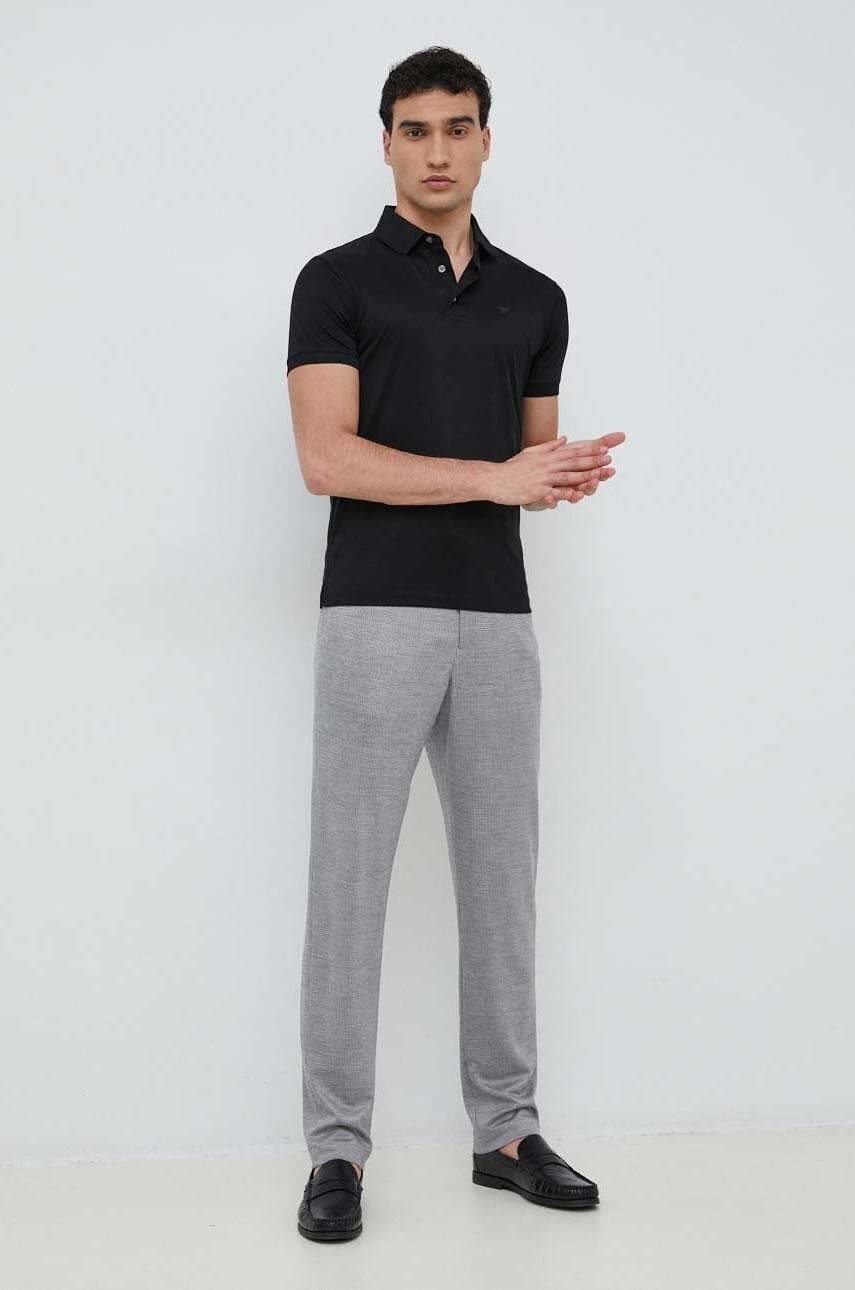Поло Emporio Armani чоловічий колір чорний однотонний