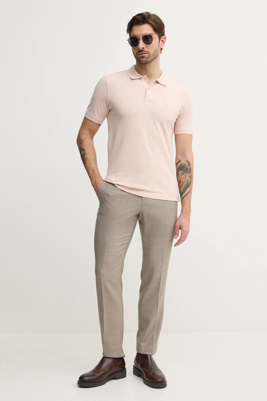 Поло United Colors of Benetton чоловіче колір рожевий однотонне 3WG9U301Z