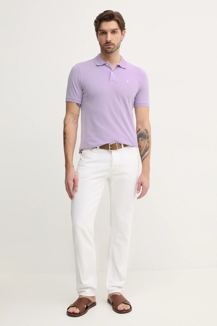 Поло United Colors of Benetton чоловіче колір фіолетовий однотонне 3WG9U301Z
