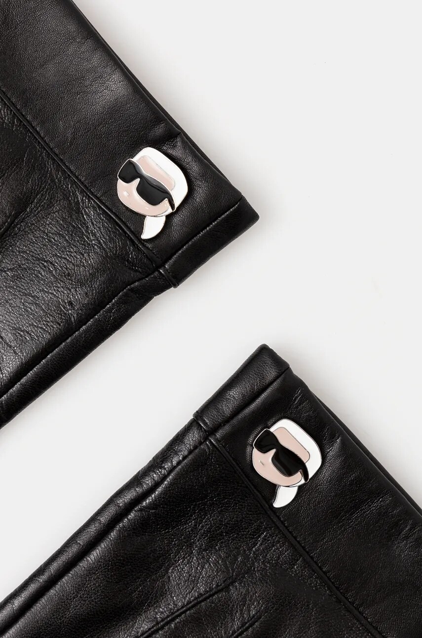 Шкіряні рукавички Karl Lagerfeld жіночі колір чорний 246W3607