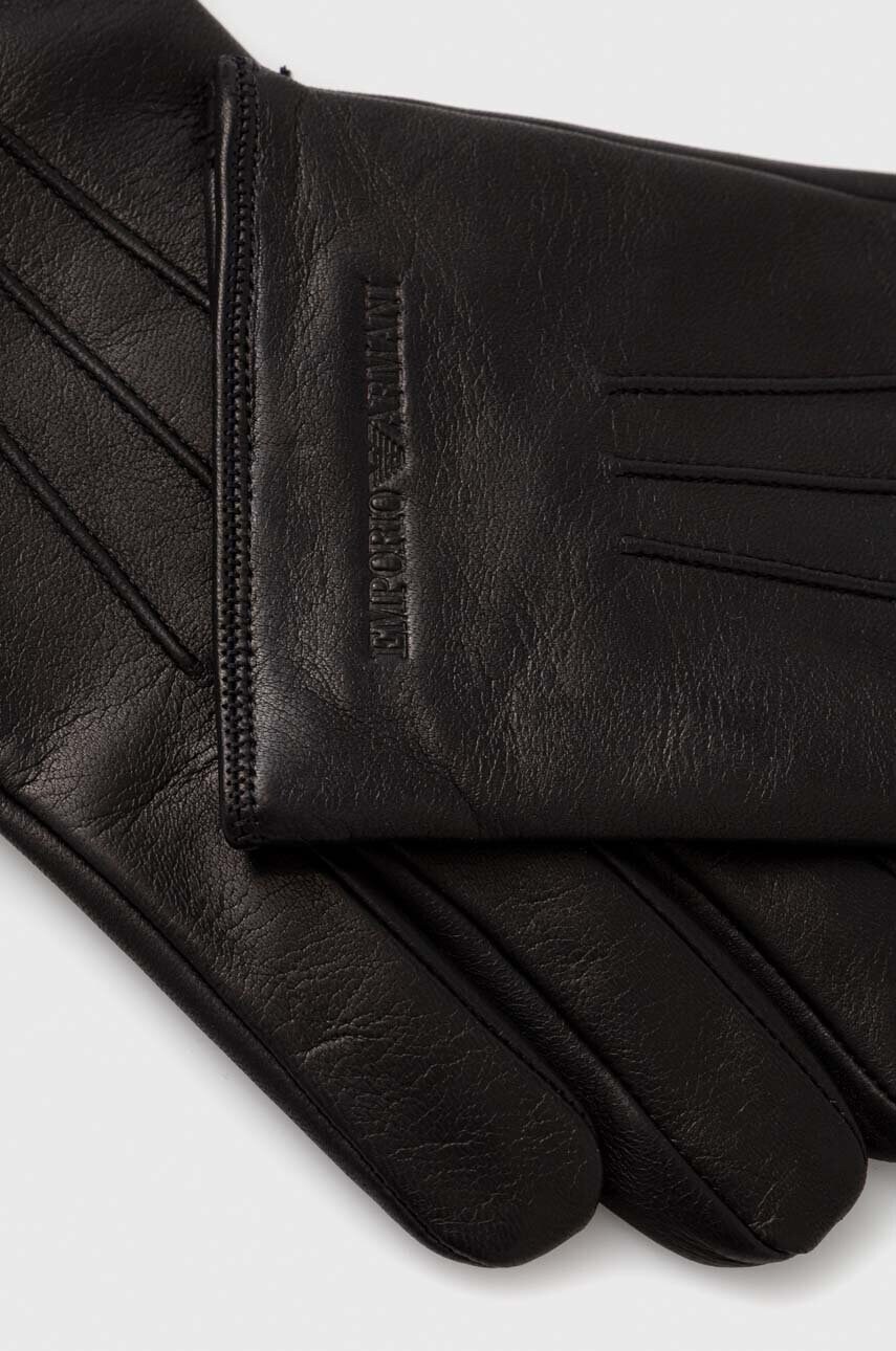 Шкіряні рукавички Emporio Armani чоловічі колір чорний
