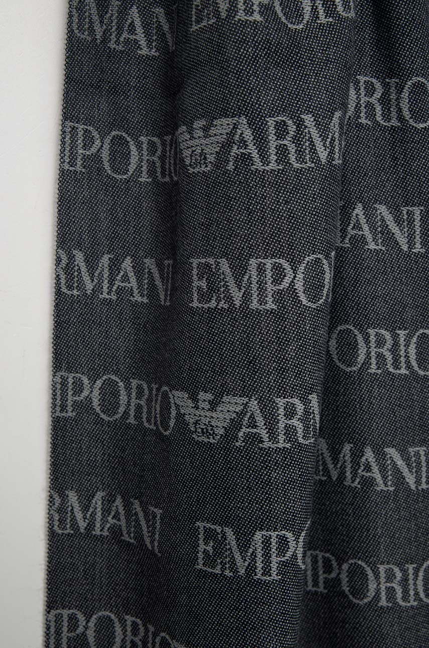 Вовняна шаль Emporio Armani колір синій візерунок