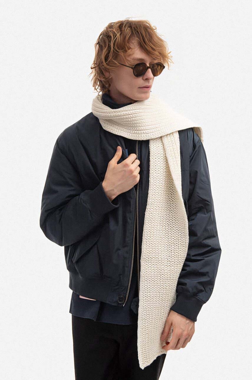Вовняний шарф Wood Wood колір білий однотонний 12239100.4038-OFFWHITE