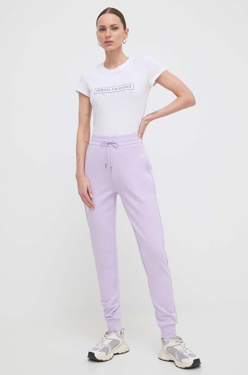 Штани Armani Exchange жіночі колір фіолетовий однотонні