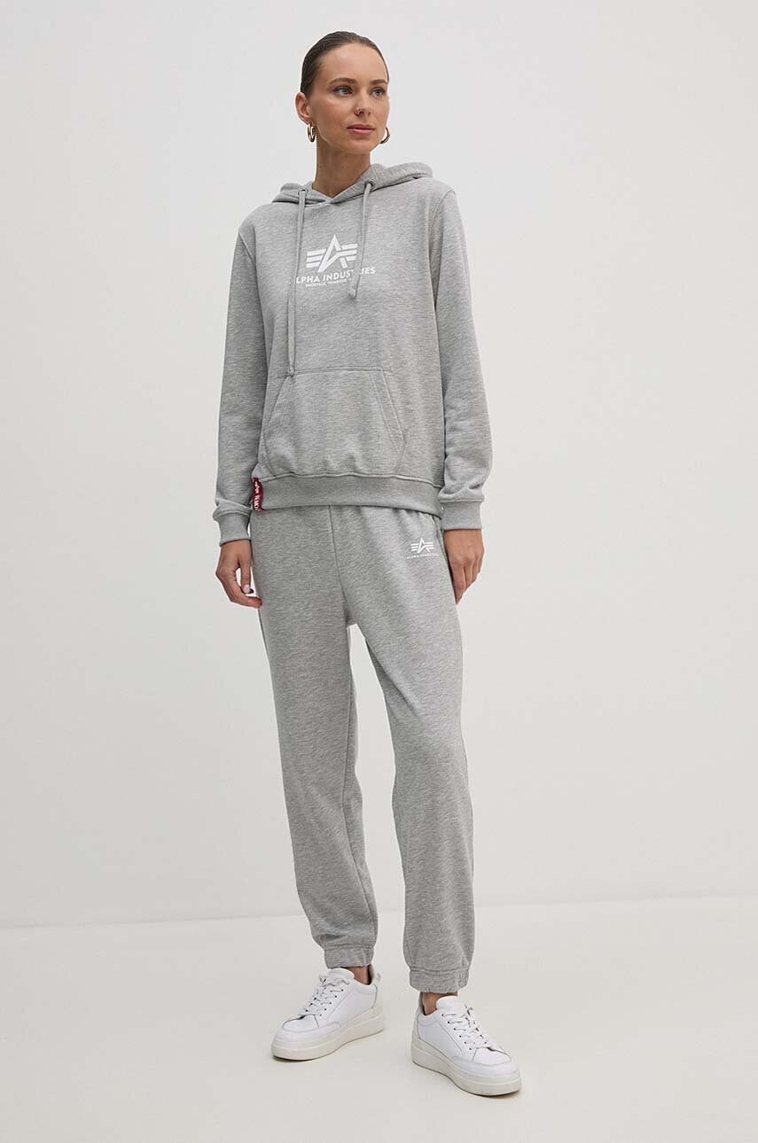 Спортивні штани Alpha Industries колір сірий з принтом 116051.230-grey
