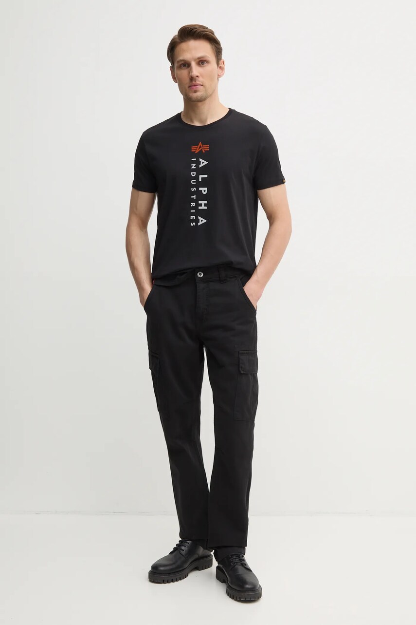 Бавовняні штани Alpha Industries Agent Pant колір чорний фасон cargo 158205.03-black