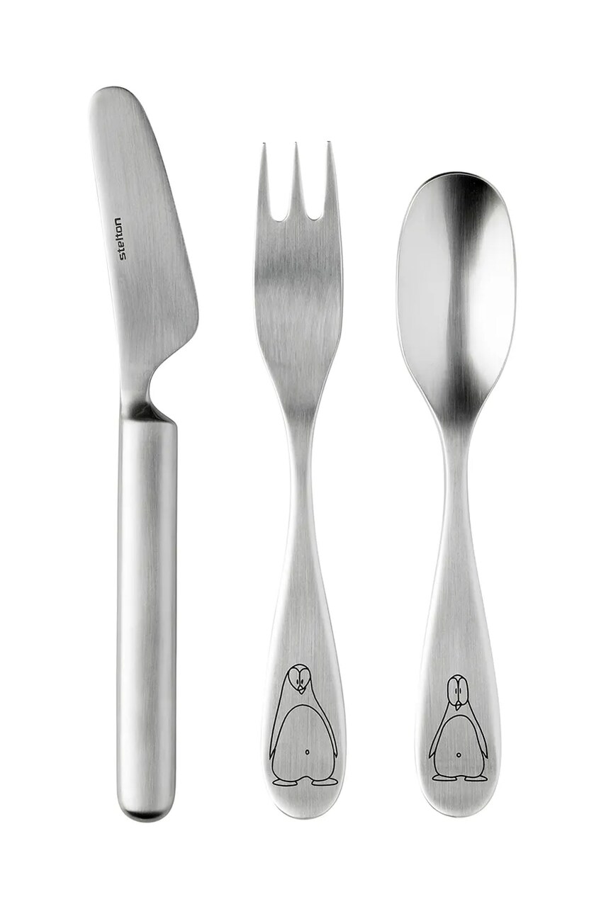Набір дитячих столових приборів Stelton Pingo 3-pack колір сірий