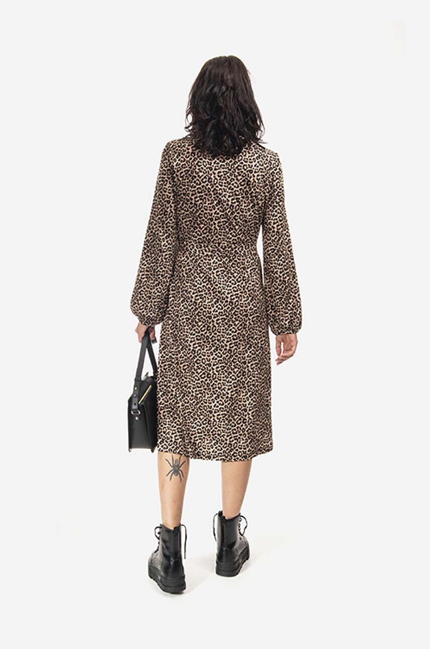 Сукня A.P.C. колір коричневий midi пряма LYAAR.F05988-BLACK/WHIT