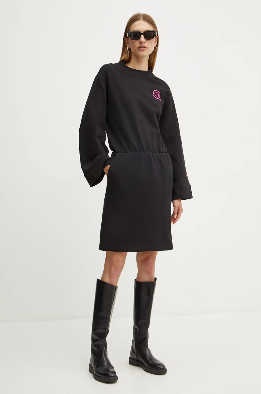 Бавовняна сукня Karl Lagerfeld колір чорний mini oversize 246W1311
