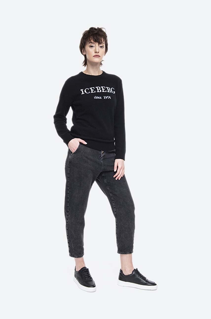 Светр з кашеміру Iceberg колір чорний легкий
