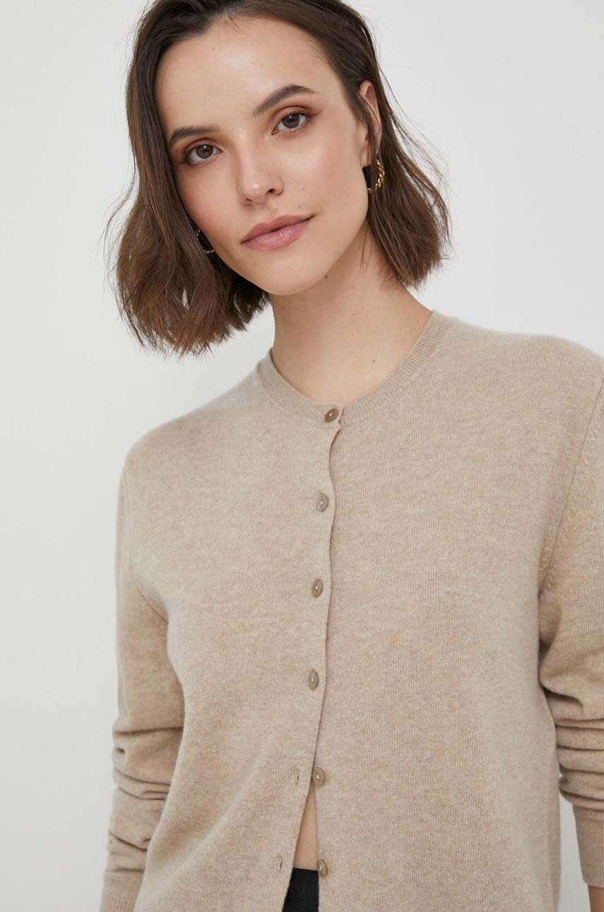 Вовняний кардиган United Colors of Benetton колір бежевий легкий