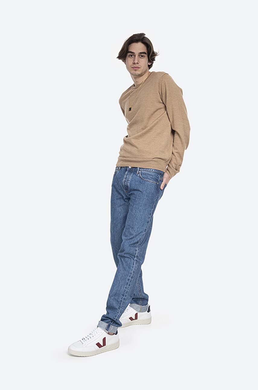 Вовняний светр A.P.C. Pull King чоловічий колір бежевий легкий WVAWM.H23628-BEIGE