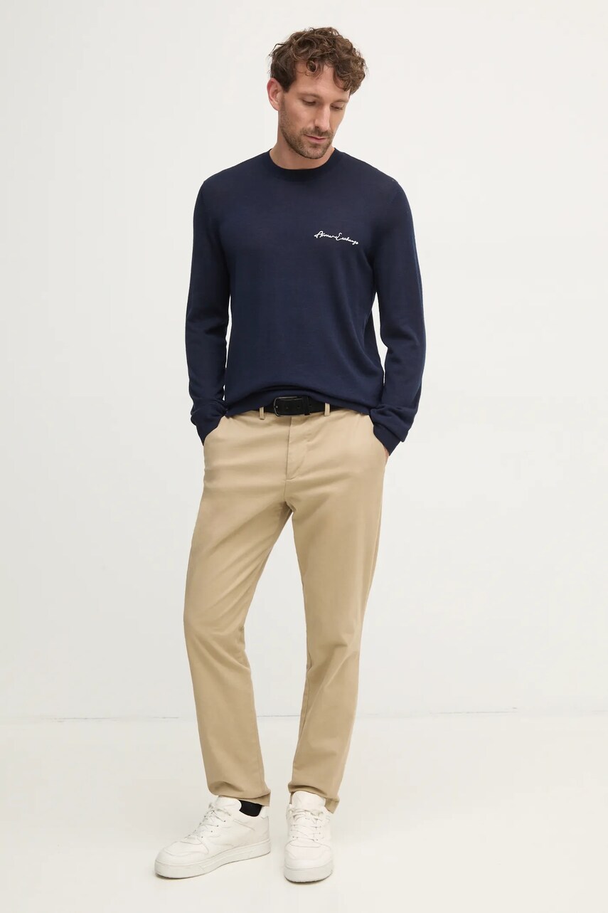 Вовняний светр Armani Exchange чоловічий колір синій легкий 8NZM5A ZM1YZ