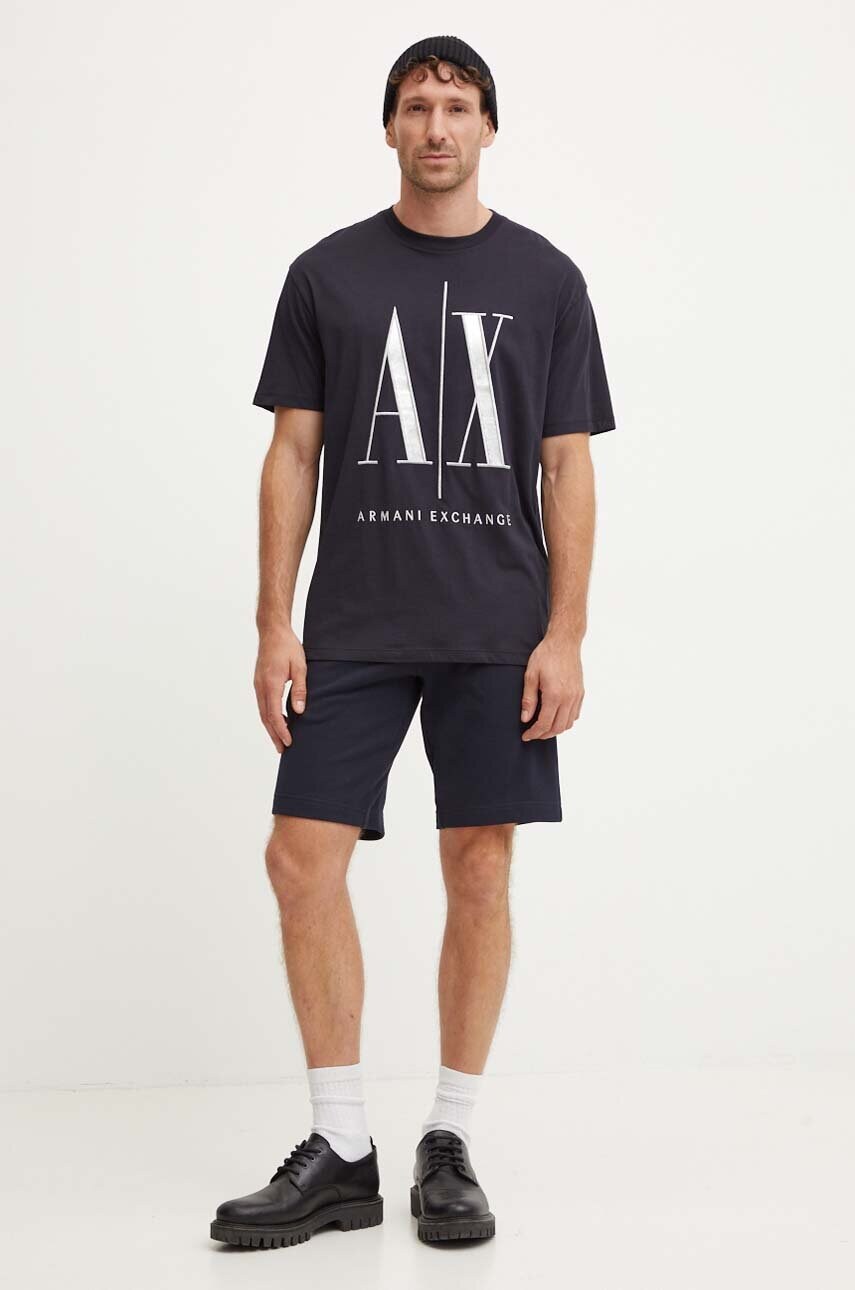Бавовняні шорти Armani Exchange чоловічі колір синій
