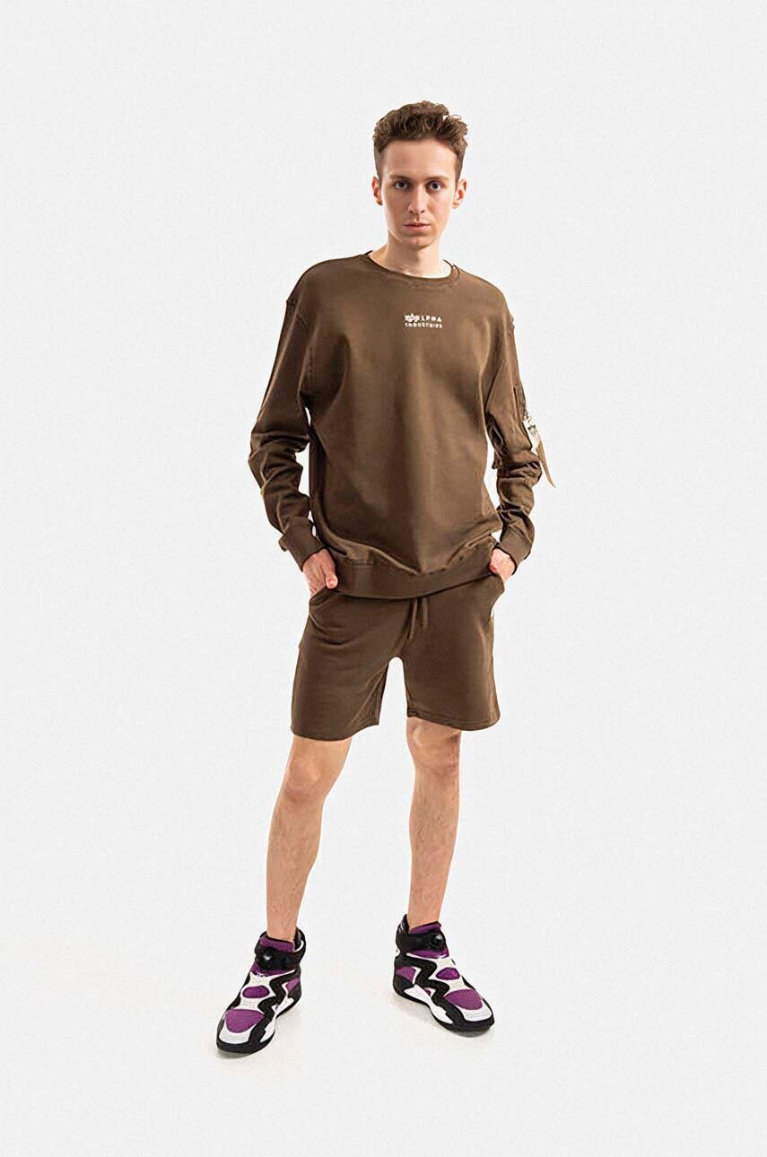 Бавовняні шорти Alpha Industries колір коричневий 106365.629-brown