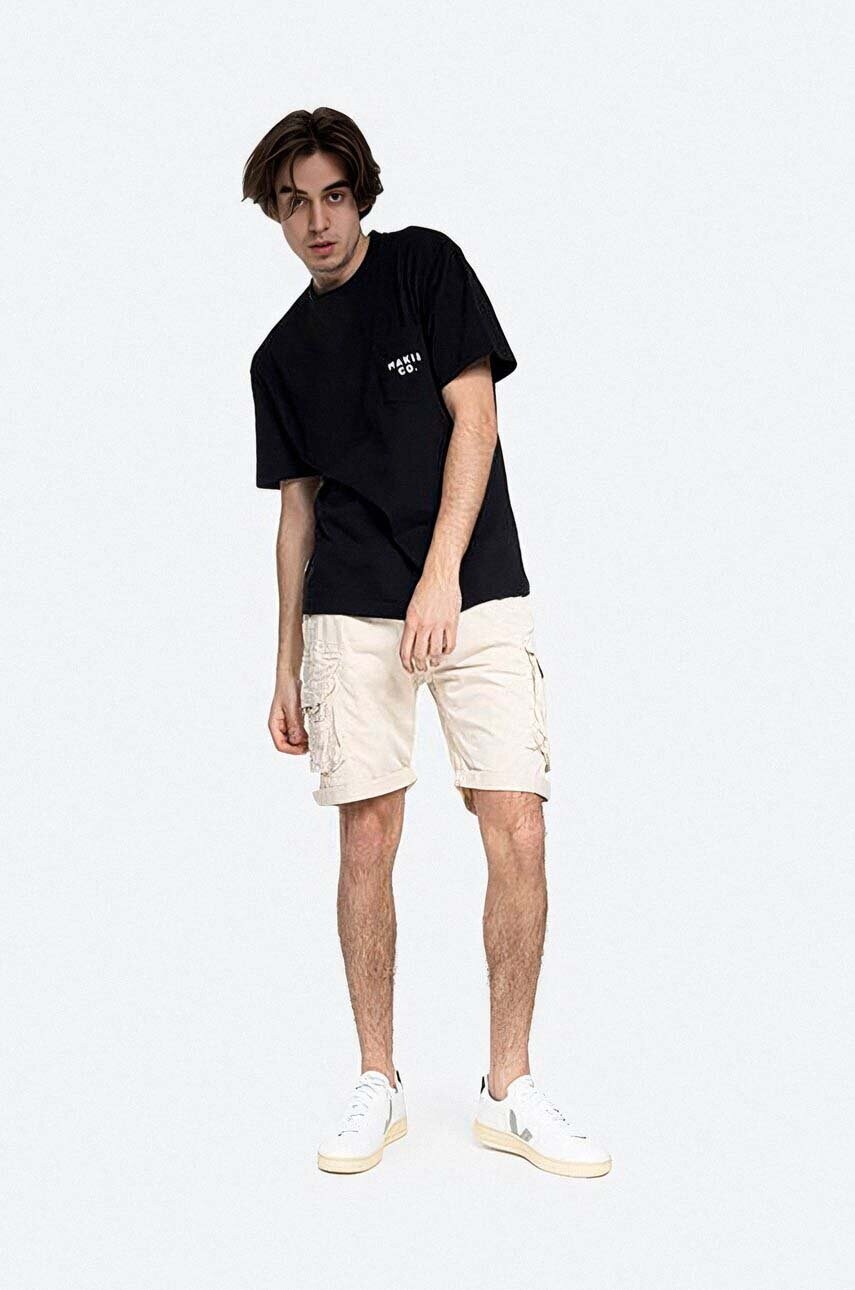Бавовняні шорти Alpha Industries Crew Short колір бежевий 176203.578-cream